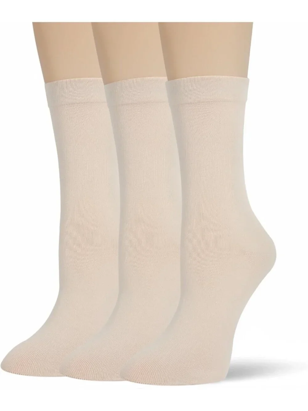 🧦Women's Light Brown 3 Pairs Thin Ladies Soft Cotton High Calf Crew Socks
